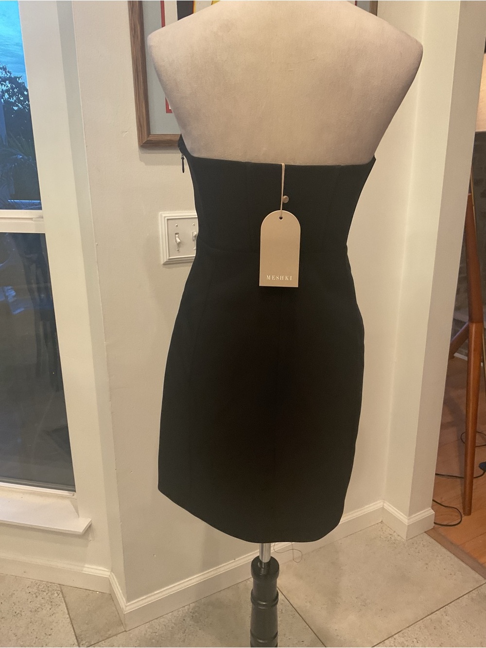 Meshki Black Strapless Mini Dress with White Bust Detail - Picture 5 of 11
